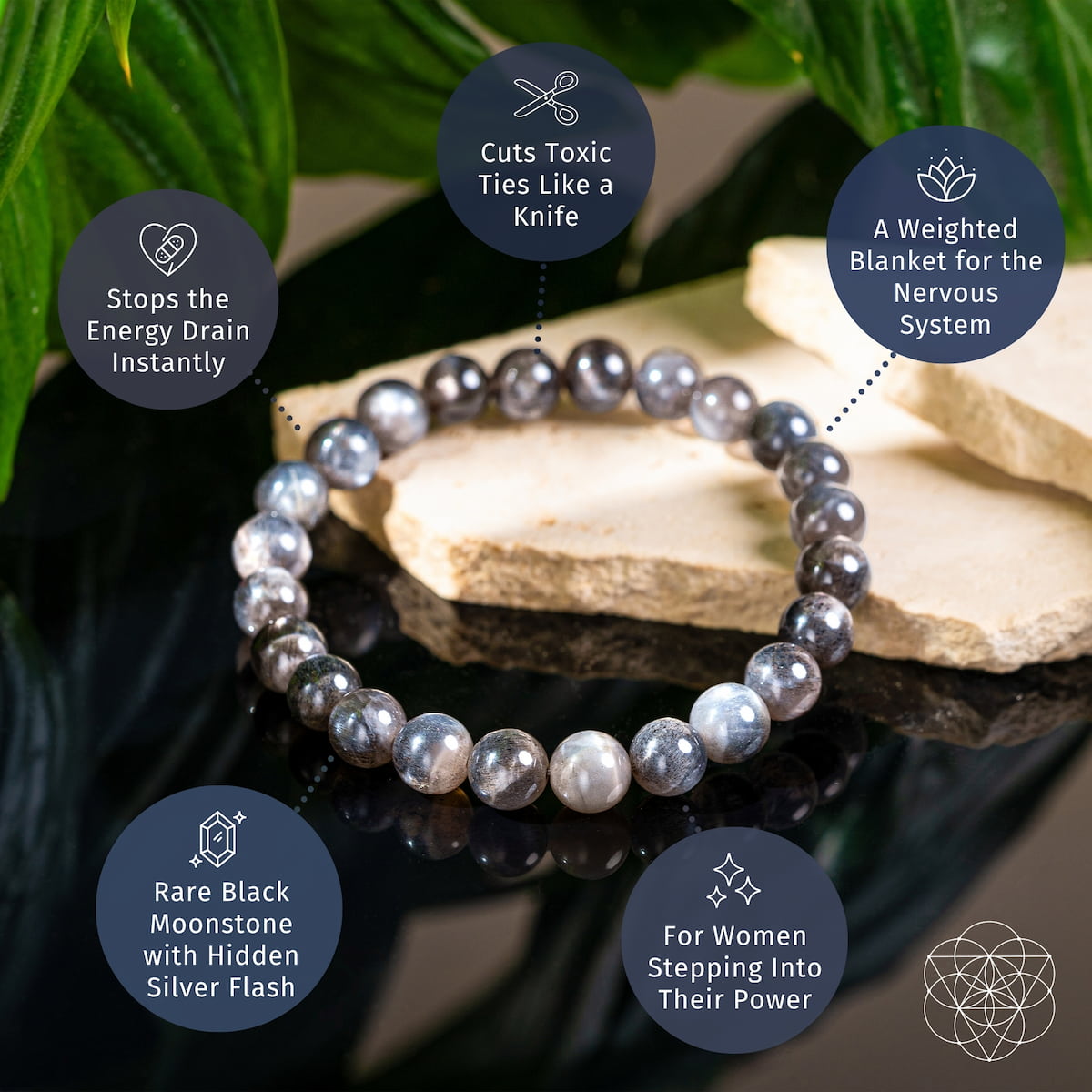 The Empath’s Cord Cutter – Black Moonstone Bracelet
